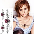 Водостойкие временные тату, наклейки для тела, тату на груди для девочек, кружевные узоры из хны, тату мандалы, поддельные черные