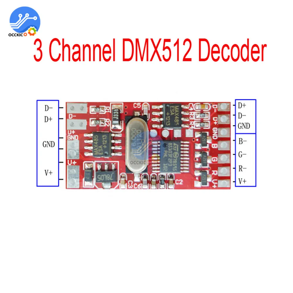 Декодер DMX512 6 А 72 Вт ЦАП плата модульный контроллер 3-канальный для RGB