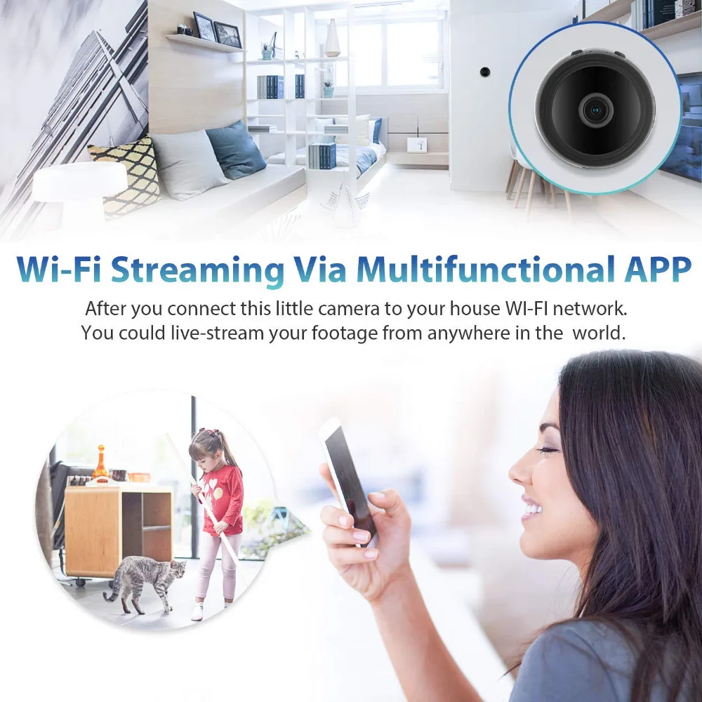 Миниатюрная Wi Fi ip камера 1080P HD 2 МП беспроводная сетевая видеокамера для домашней