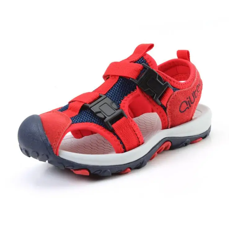 

Boy Sandals 2019 Summer New Children's Beach Shoes Non-skid Older children Genuine Leather Boys shoes Size 27-37 baotou sandals