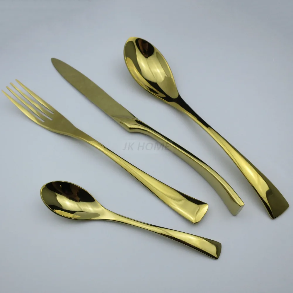 4 Pcs/Set Gold Cutlery Set Stainless Steel Silverware Western Food Tableware Fork Steak Knife TeaSpoon Dinnerware | Дом и сад