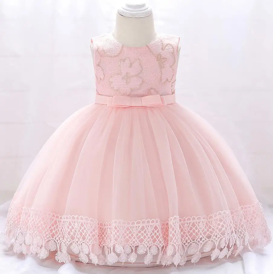 pink Г. Летнее кружевное платье для маленьких девочек Детские платья для девочек, детская одежда платье принцессы без рукавов Одежда для девочек от 6 до 24 месяцев - Цвет: pink