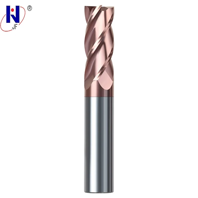 

JF GEN serise D5*20*D5*100*4T Solid carbide 4 flute flattened end mills with straight shank milling cutter HRC58 TiSiN Coated