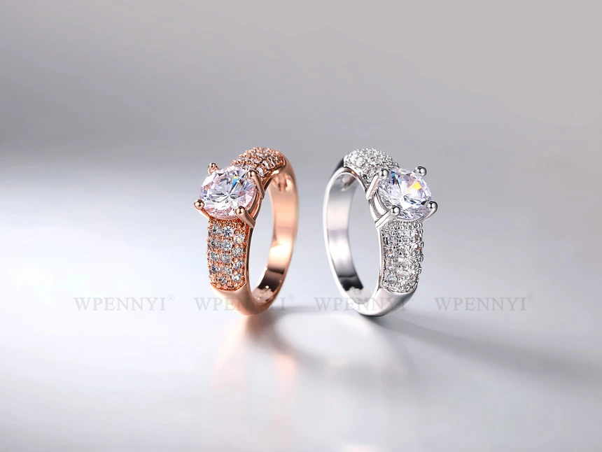 Сверкающие 1.5ct циркониевые Кристальные проложенные женские обручальные кольца