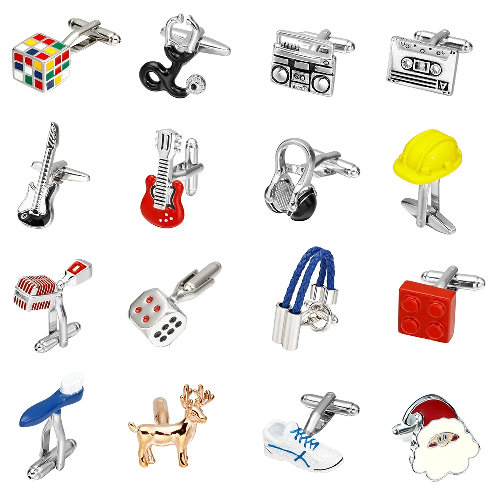 

Memolissa Novelty Cufflinks 18 Styles Optional Music Equipment/Shoes/Hat/Toothbrush/Animal Design Fashion Cufflinks for Men