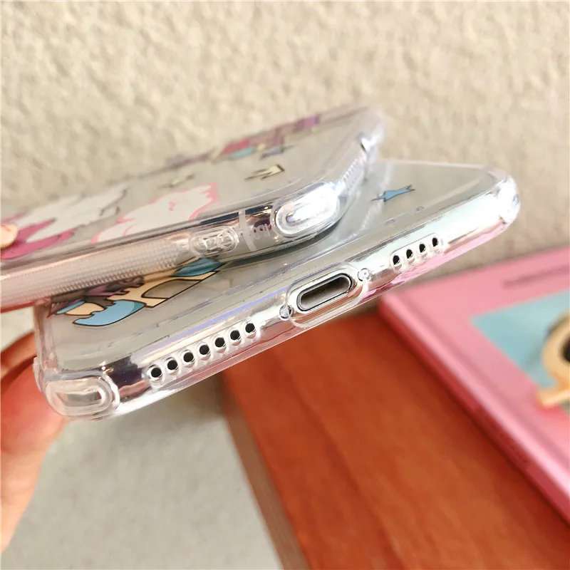 Cute Unicorn Cartoon Transparent non-slip Soft Silicone Phone Case Back Cover For iPhone X 6 6S 7 plus 8 Plus XR XS MAX case |
