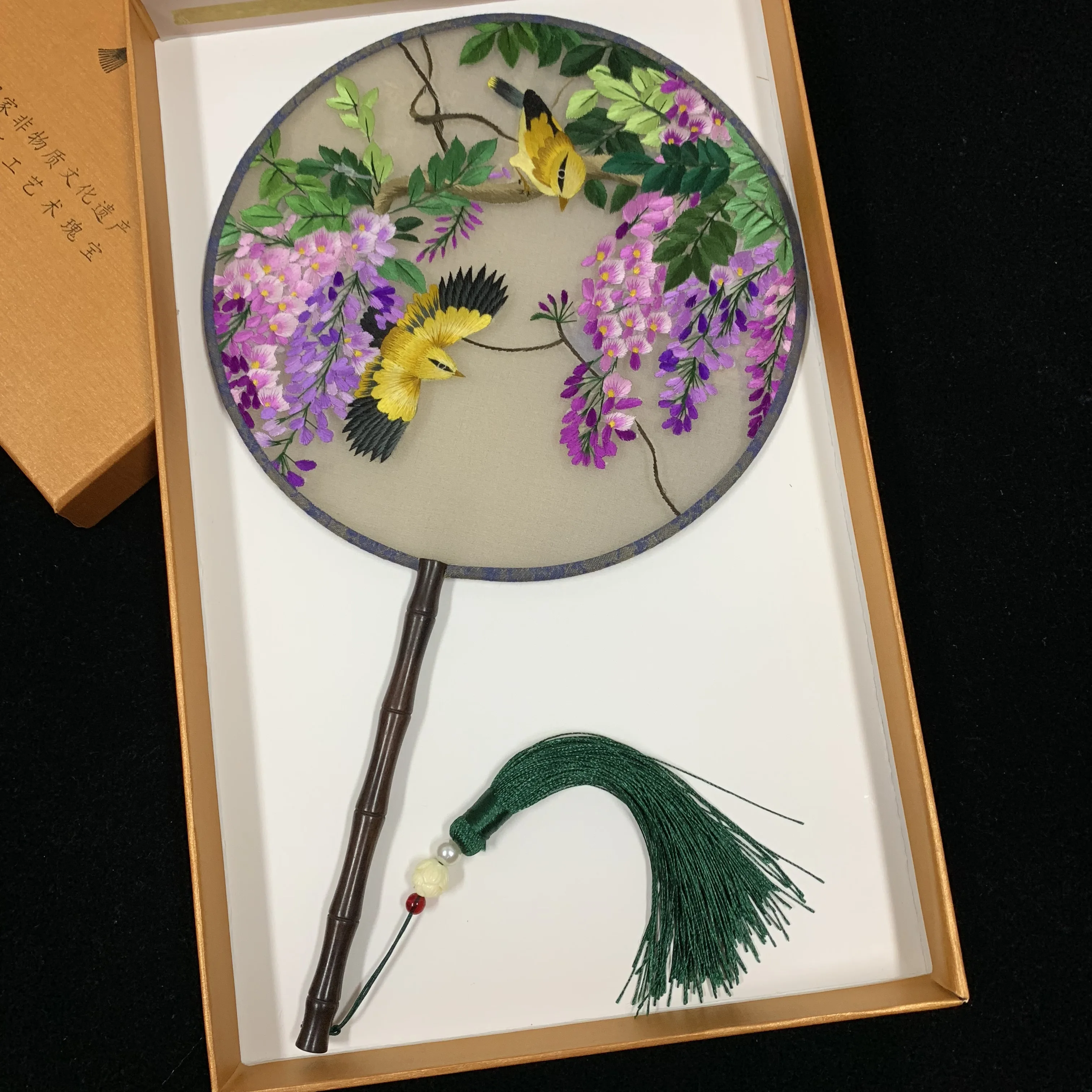 Ручная работа 100% шелк тутового шелкопряда вышивка в Сучжоу Круглый веер