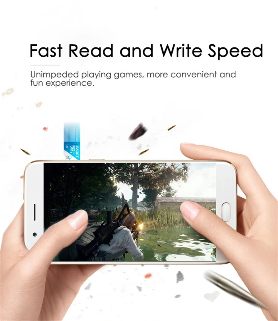 EAGET T1 Micro SD Card 64 ГБ 32 ГБ оперативной памяти, 16 Гб встроенной памяти, слот для карт памяти 128 ГБ TF Карта Class10 UHS-I 80 МБ/с. флэш-памяти microsd карта для смартфона