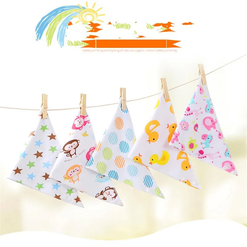 2 шт./лот детские нагрудники водонепроницаемые треугольные хлопковые с рисунком