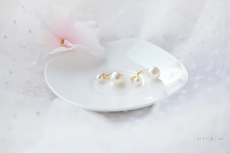 Двухсторонние серебряные серьги модные свадебные украшения женские гвоздики с