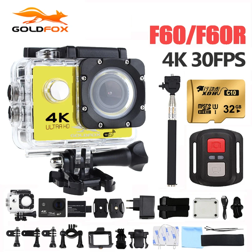 Goldfox F60 F60R Экшн камера 4K 1080P 60FPS Sport DV 30M Go Водонепроницаемая профессиональная