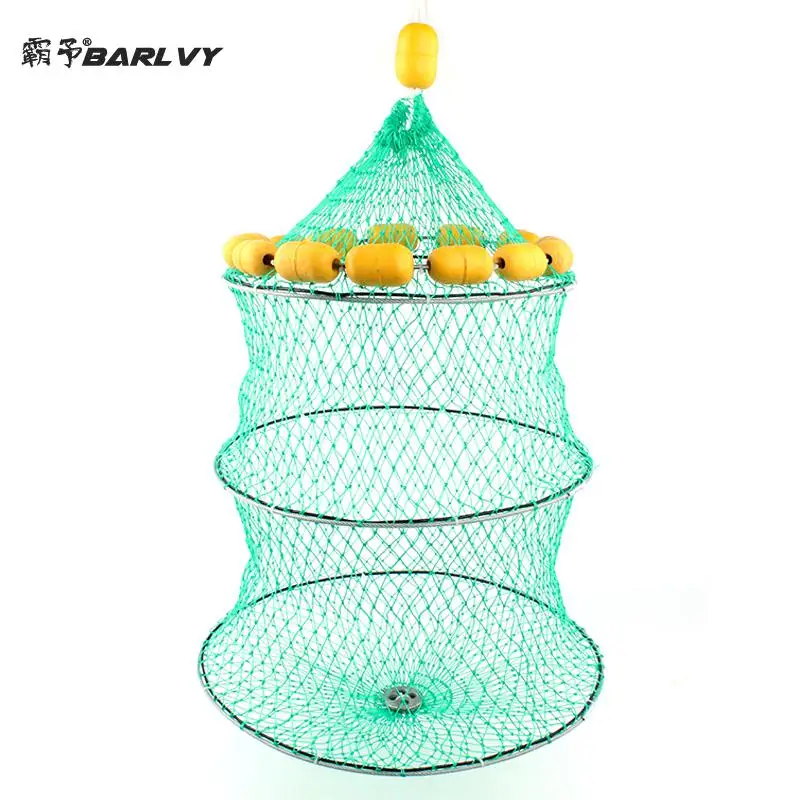 Foding портативная рыболовная сеть 3 круга многопоплавковая морская снаряжение