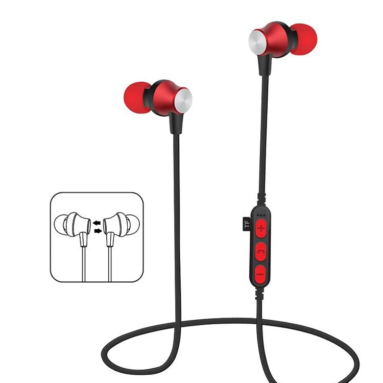 Red 30 шт./лот, MS-T2, магнитные Bluetooth спортивные наушники, беспроводная гарнитура для бега с микрофоном, MP3, наушники, бас стерео, BT 4,2, для iphone 6, 7 - Цвет: Red