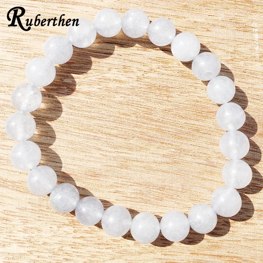 Ruberthen A Grand Aqua marine Gem Stone Bracelet Protection Communication Yoga Meditation Wrist Mala Divine Jewelry | Украшения и
