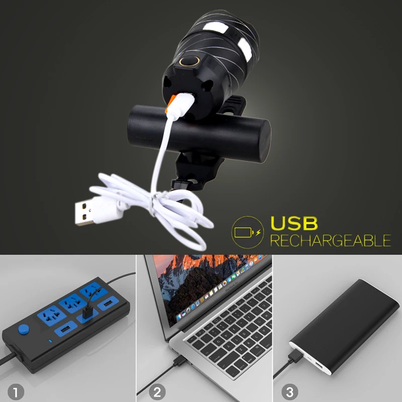 USB Перезаряжаемые 15000LM XML T6 LED Велосипедные фары лампы фонарик велосипеда