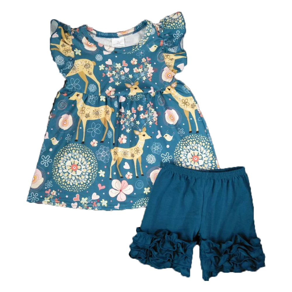 

Delicate little girl deer suit in summer