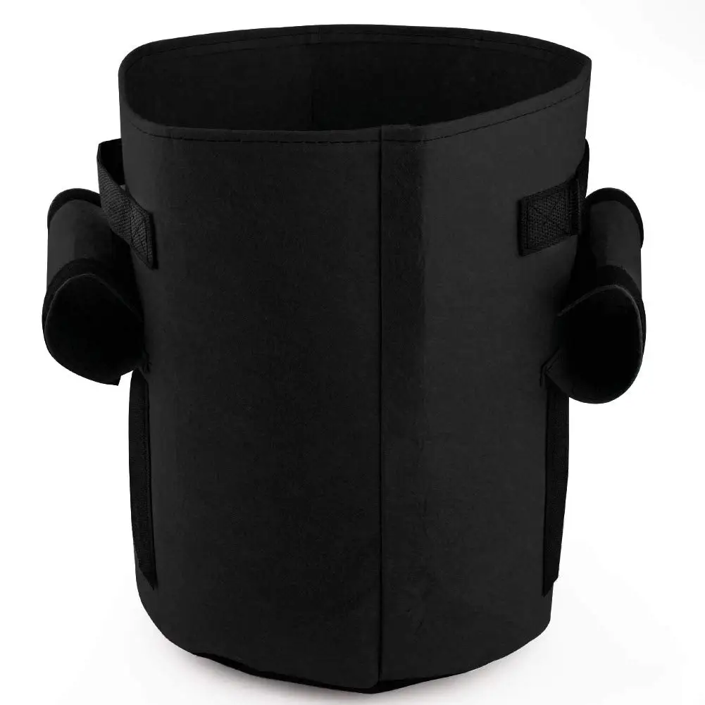 Black M 10/7 Gallon Potato Grow Bag Double Door Pot Nonwoven Environmentally Friendly Indoor Outdoor Plant Bag - Цвет: Black M