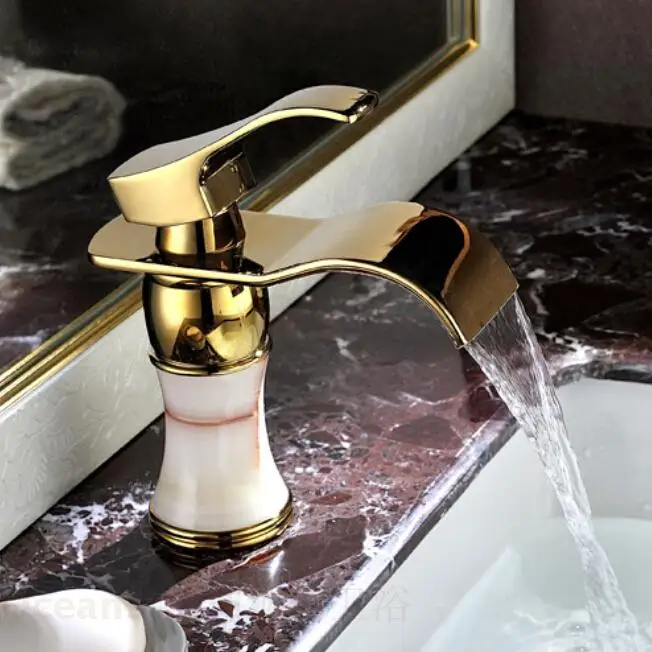 Европейский античный мраморный позолоченный медный кран водопада горячей и