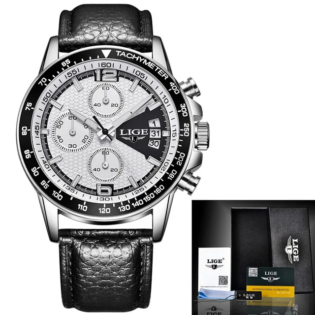 L silver white Relogio masculino LIGE мужские часы Топ бренд класса люкс модные повседневные кварцевые часы для мужчин спортивные полностью стальные водонепроницаемые наручные часы для мужчин - Цвет: L silver white