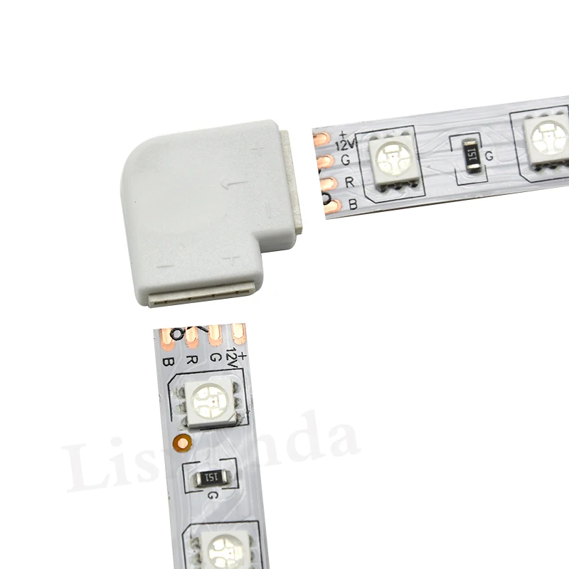 5 шт./10 шт. Solderless L форма 90 градусов угловой разъемы rgb 4 pin Разъемы для В 12 мм 5050