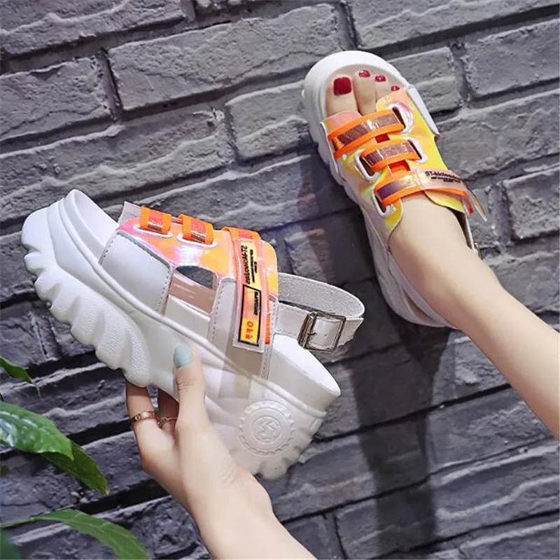 Летние женские сандалии-гладиаторы Новинка 2019 года туфли на платформе кроссовки