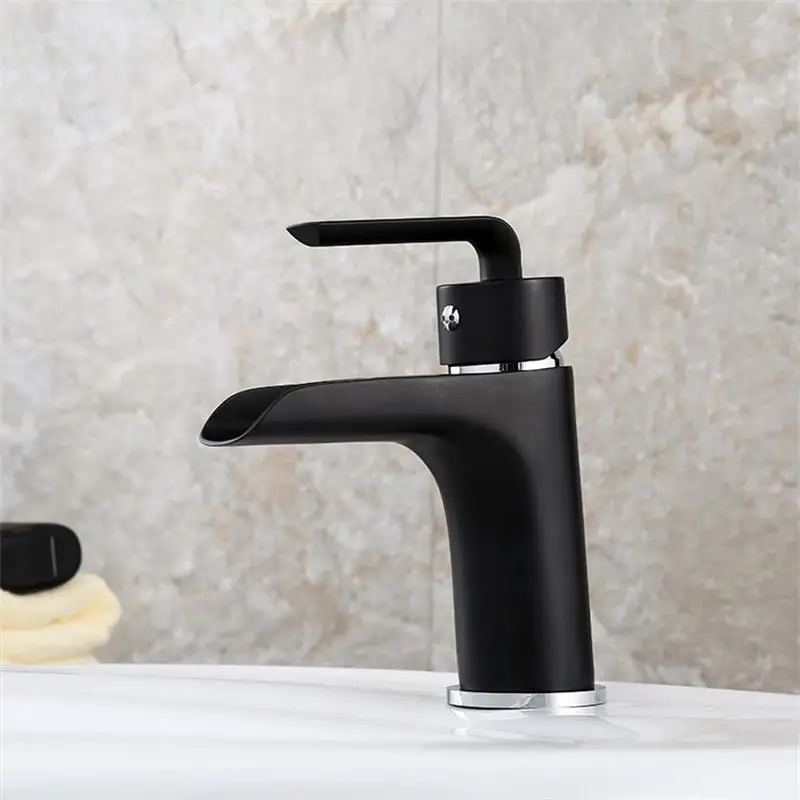 Смеситель для раковины черный латунный с одной ручкой|deck mounted|tap mixerbasin faucet |