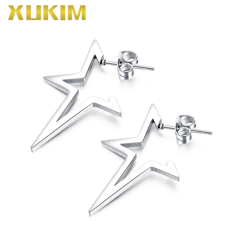 WEO319 b Xukim ювелирные изделия Хип Хоп унисекс серьги для женщин и мужчин звезда