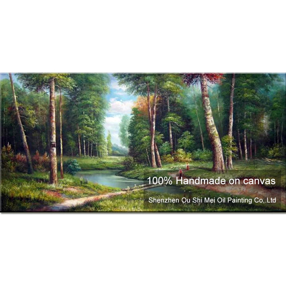 

New Hand Painted Russian Landscape Oil Painting Wall Decor Art Imitation Paintings Ivan I. Shishkin Works Forest Tree Painting