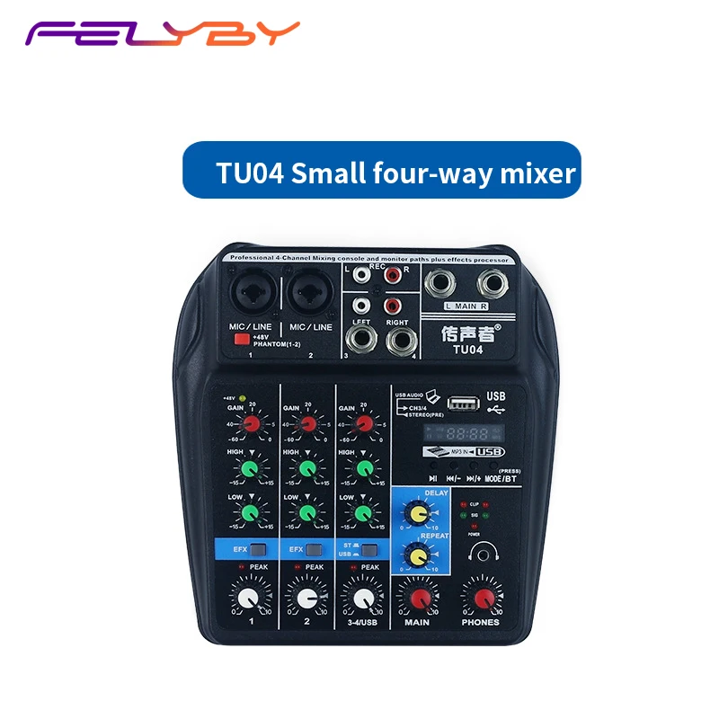 FELYBY TU04 Миксер с Bluetooth USB и функцией звуковой карты для записи голосовой активации