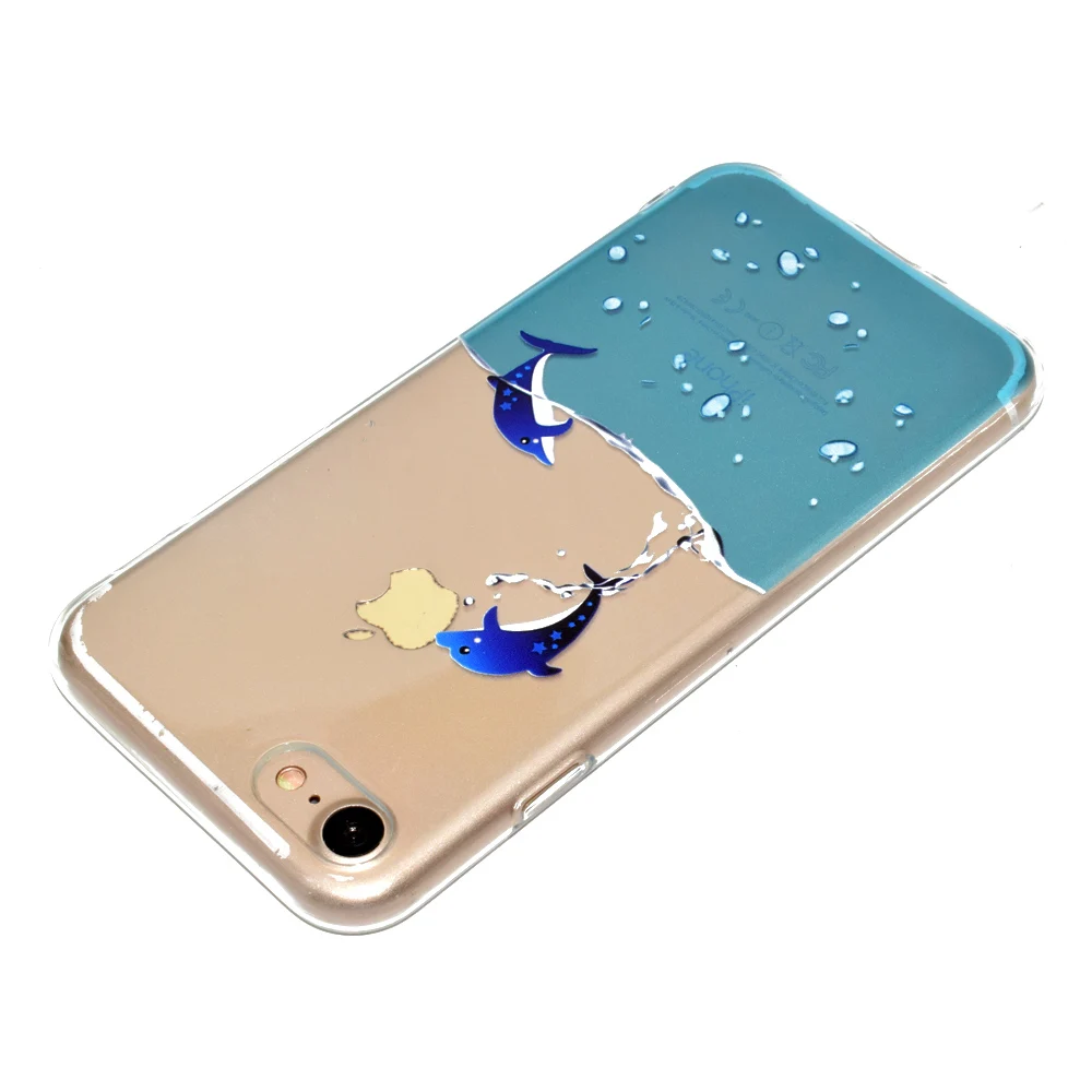 Модный чехол с милым Фламинго дельфином слоном жирафом для iphone 6s plus прозрачный