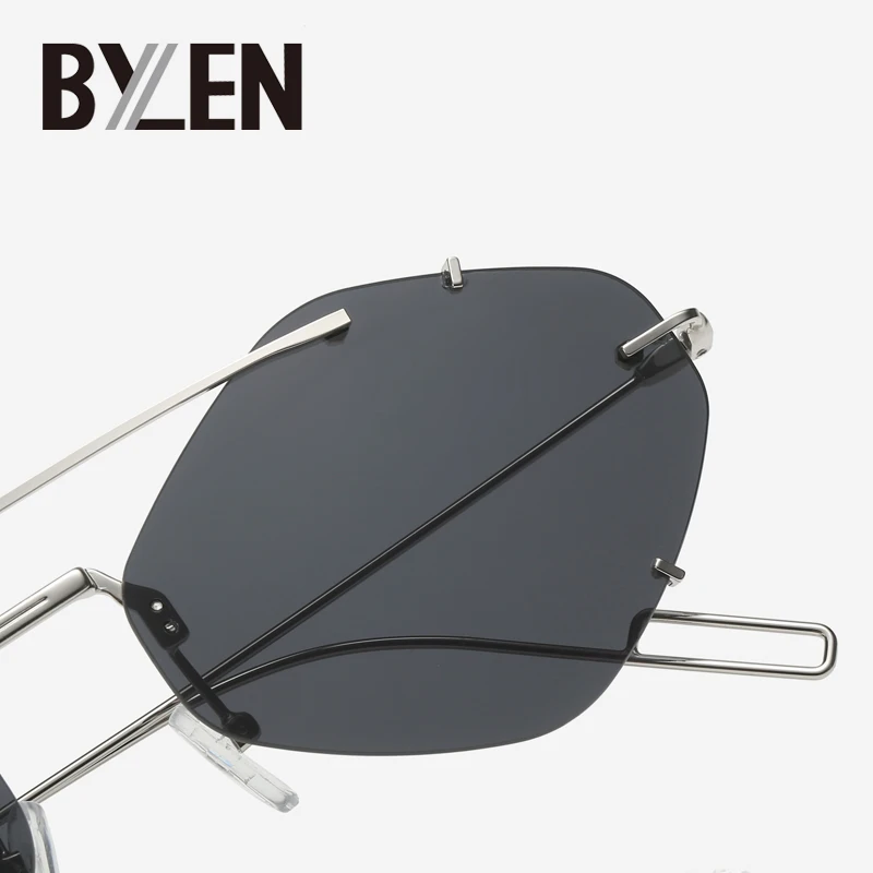 

Small Unique Polygon Sunglasses Women Men Vintage Brand Designer Punk Shades Rimless Metal Sun Glasses For Women UV400
