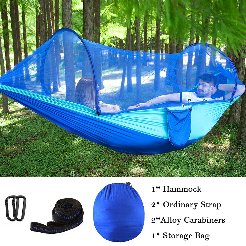 Light Blue 2 Открытый гамак парашют гамак москитная сетка гамак портативный Кемпинг висячая спальная кровать 1-2 человека - Цвет: Light Blue 2