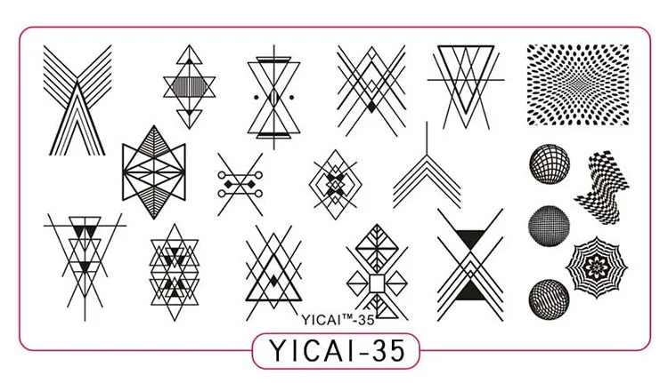 YICAI35 1 шт геометрический дизайн ногтей штамповка шаблон отрицательное пространство головоломка рисунок Тыква Цветы штамп ногтей маникюр ногтей штамповка пластины - Цвет: YICAI35