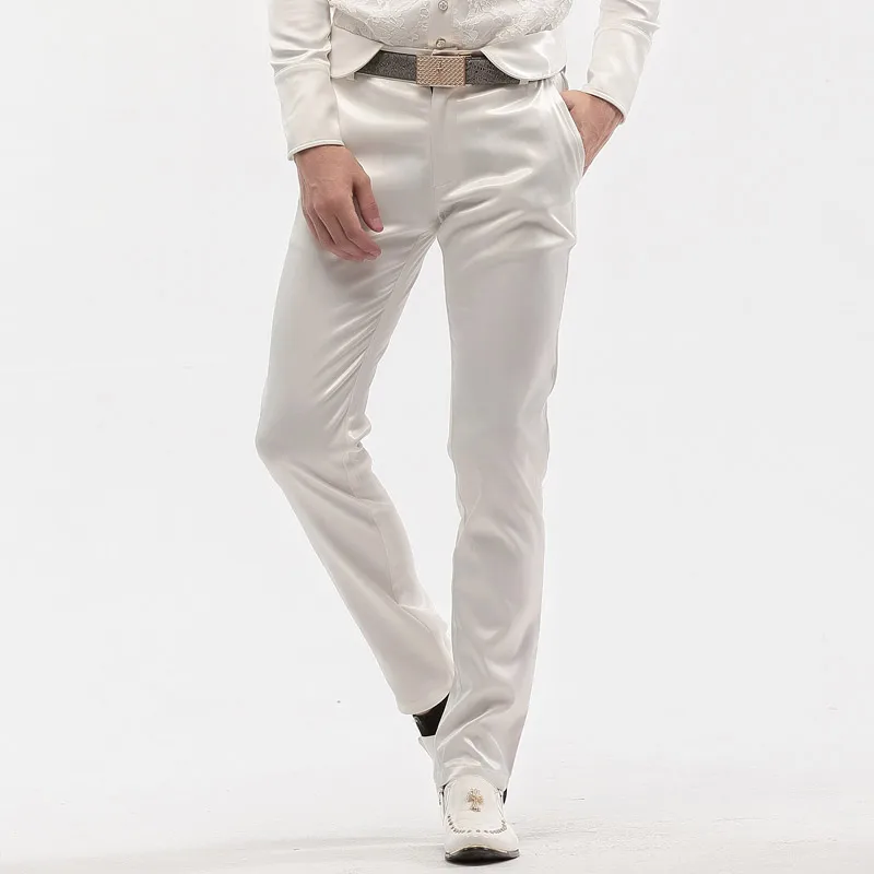 Free Shipping New fashion male trousers men's casual Slim 2015 spring straight white tuxedo pants wedding 14856 fanzhuan