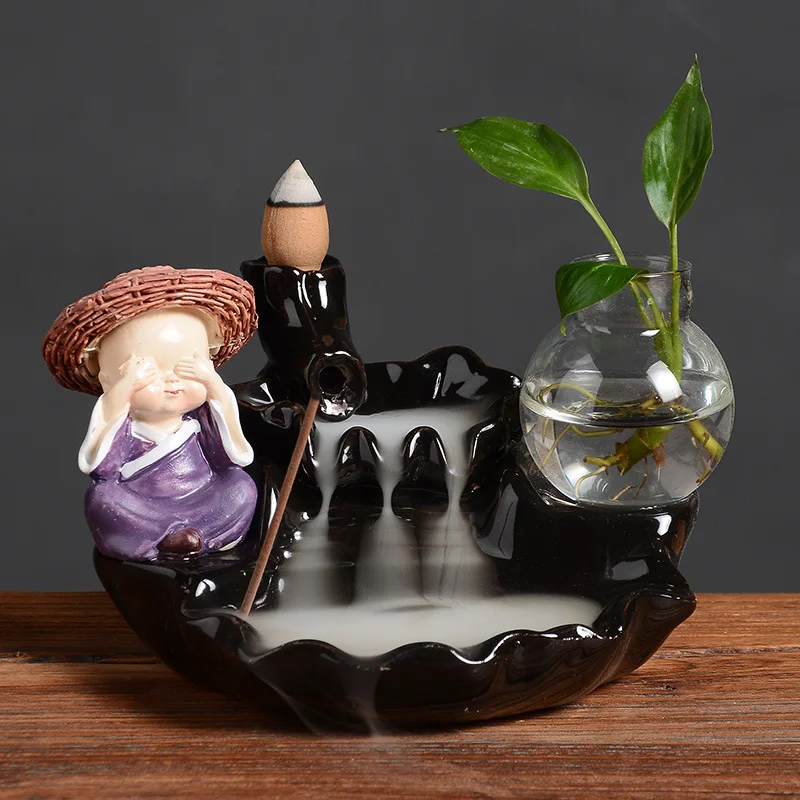 С 20 конусами маленькая соломенная шляпа монах лампа для благовоний держатель