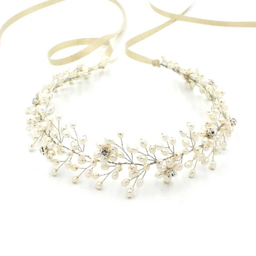 

High Qualities Fashion 200 Freshwater Pearls Handmade Hair Accessory Bridal Wedding Dress Accessories Hairbands O940