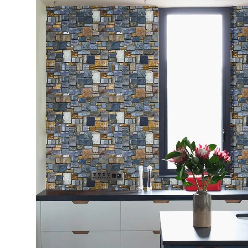 

Creative PVC Stone Brick Wall Paper diy Living Room Bedroom Decor Wallpapers 3d Self Adhesive Papel de Parede Decoration ZE090