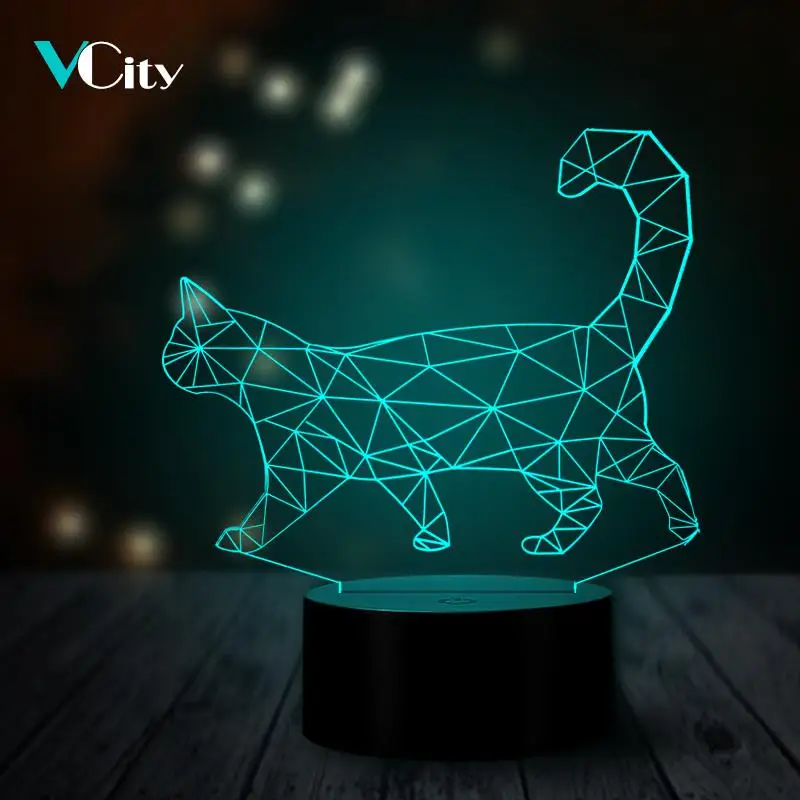 3D ночники в виде животных и кошек VCity креативные светодиодсветодиодный
