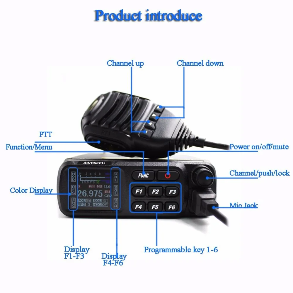 Рация Anysecu CB 27 МГц CB-27 26 965-27 405 FM AM Режим Citizen Band Radio CB27 4 Вт | Мобильные телефоны и