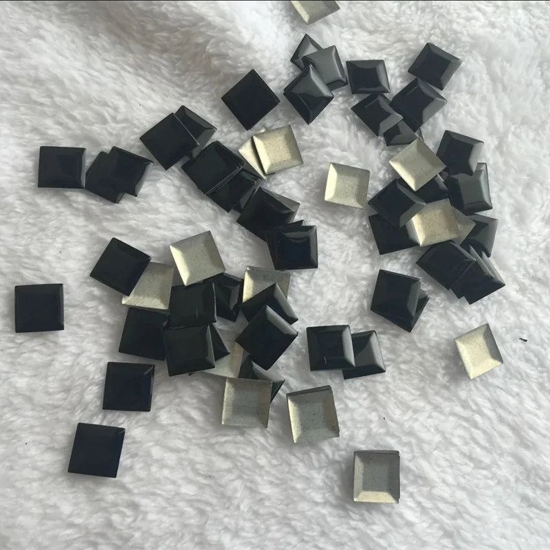 50 шт. 10 мм квадратные черные стразы исправленное железо на гвоздиках свободные