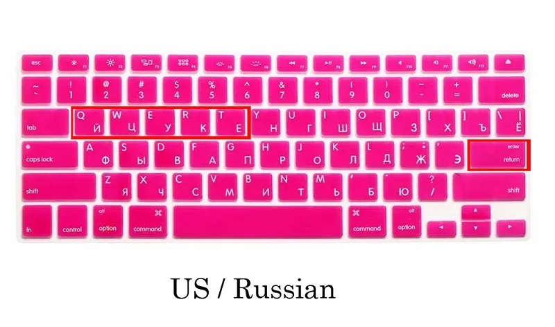 US Russia Rose EU/US Мягкий силиконовый чехол для Macbook Pro 13 15 CD rom Клавиатура Обложка в русском стиле для Macbook Pro 13 15 A1278 A1286 Русская клавиатура - Цвет: US Russia Rose