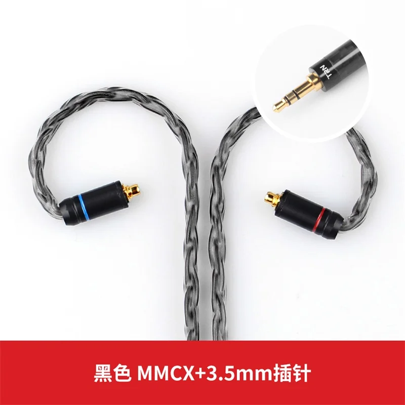 black 3.5mm mmcx Лампа указателя T2 16 Core с серебряным покрытием обновления HIFI кабель 3,5/2,5/4,4 мм разъем MMCX/2Pin разъем для лампа указателя V80 плотным верхним ворсом KZ AS10/AS06/ZS10 CCA C10 C16 - Цвет: black 3.5mm mmcx