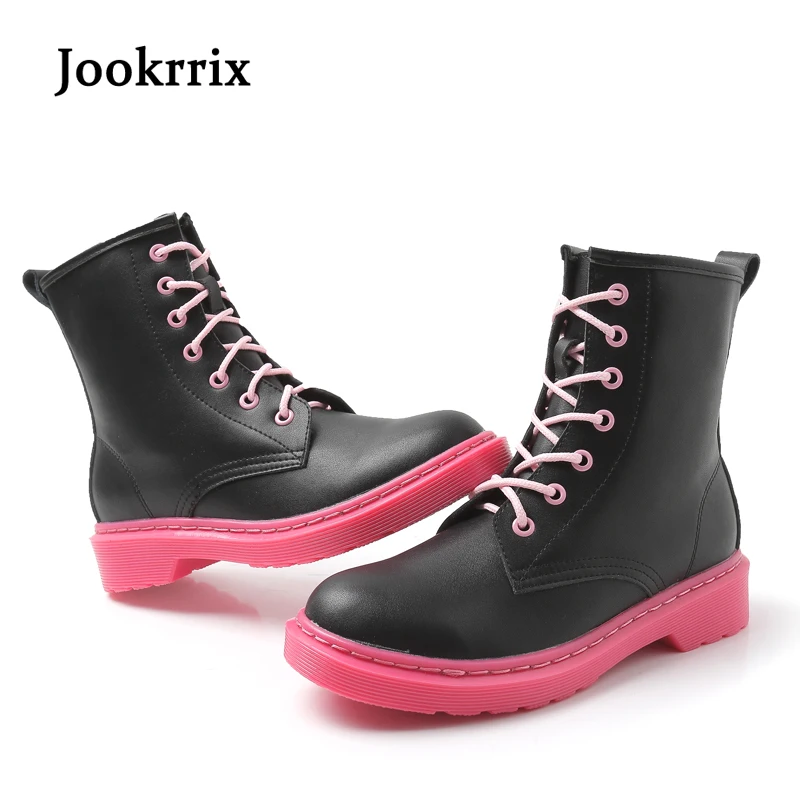 Jookrrix осень 2018 модные британский стиль обувь Для женщин белые женские ботинки из