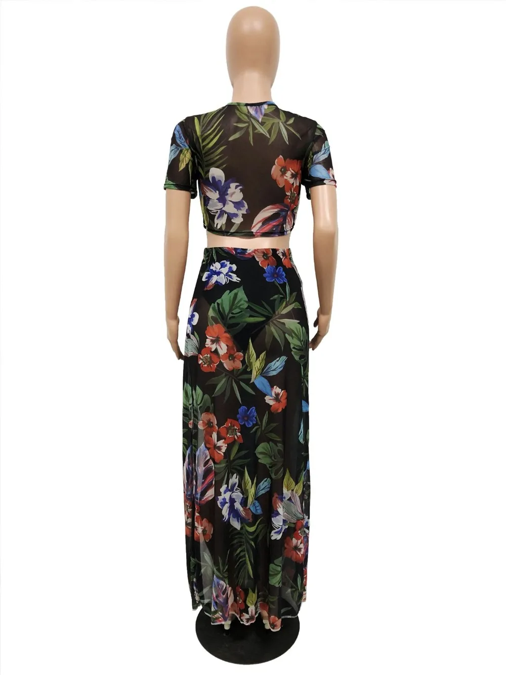 Летнее Сетчатое платье с цветочным принтом комплект из 2 предметов Vestidos Estampado