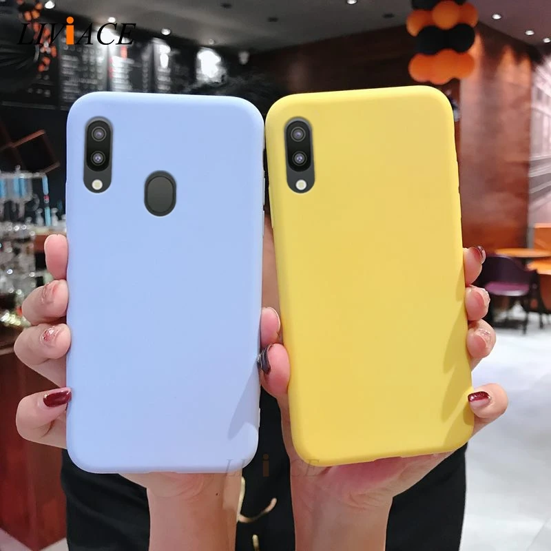 Однотонного яркого цвета для силиконовый чехол samsung galaxy m10 M20 A10 A30 A50 A40 A70 A20 a7 2018 a20e