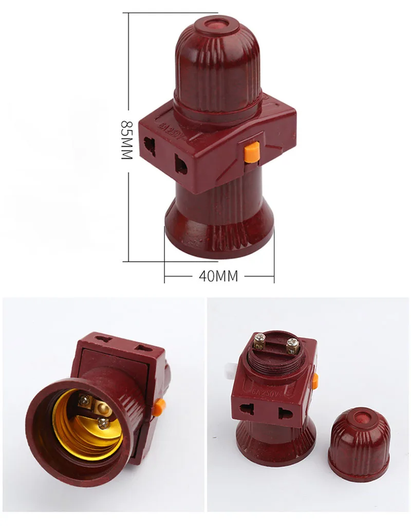 E27 1 Screw Brown Светодиодный E27 B22 с коммутатором Jack основания светильника света разъем устойчивостью Кепка с вышивкой подвеска Тип штык держатель лампы - Цвет: E27 1 Screw Brown