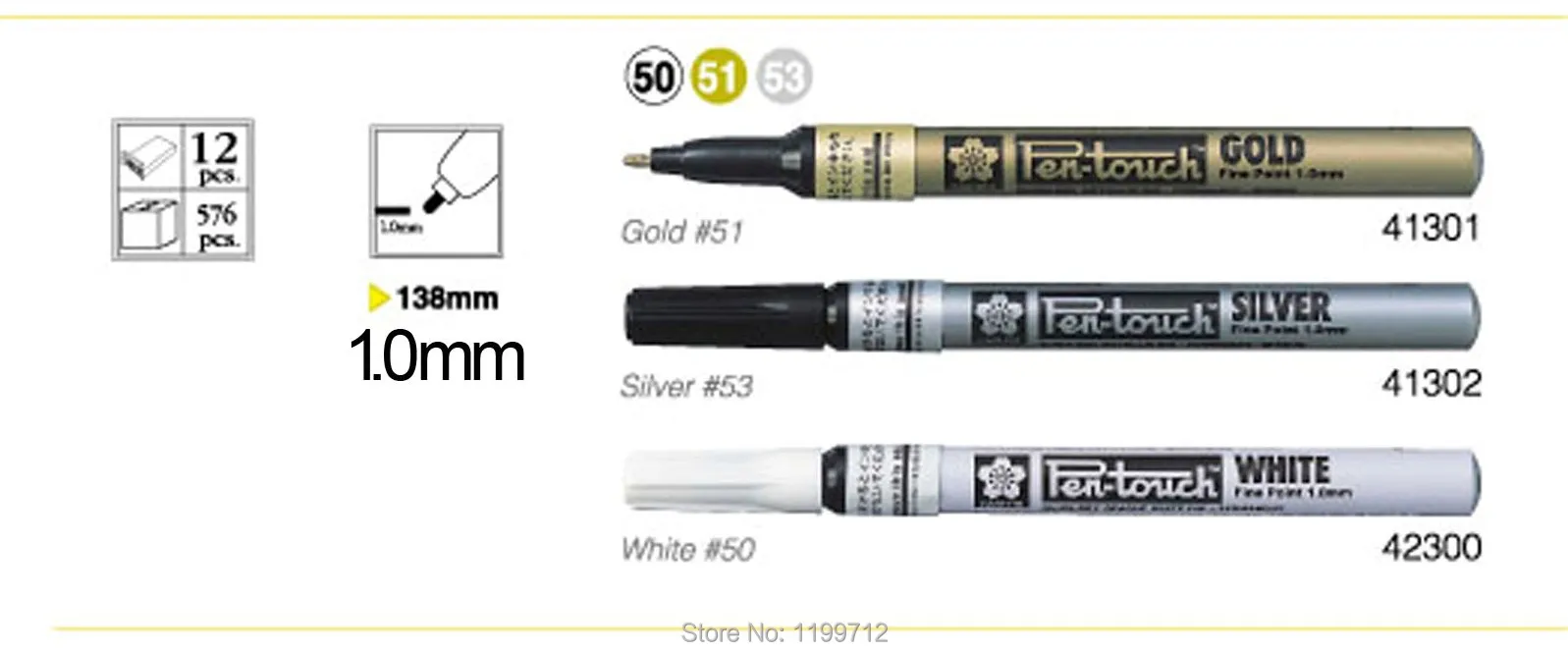 YQB 3 Pc / Set Sakura Pen Touch Bullet Tip Paint Marker Gold Silver White 1.0 F | Канцтовары для офиса и дома