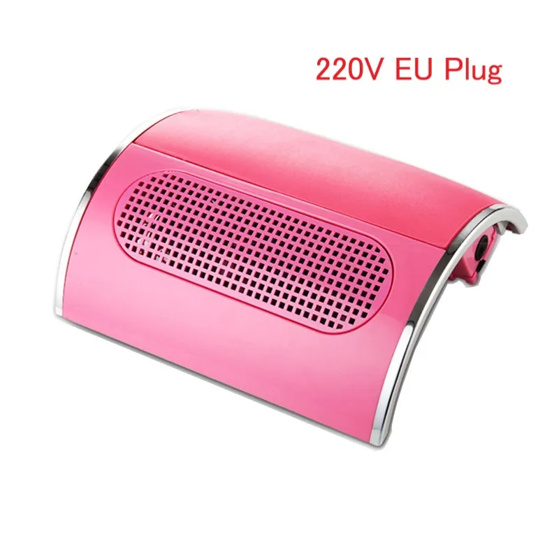 Pink With EU Plug 3 вентилятора коллектор для всасывания пыли с ногтей с 2 пылесборников мощный пылесос маникюрные инструменты - Цвет: Pink With EU Plug
