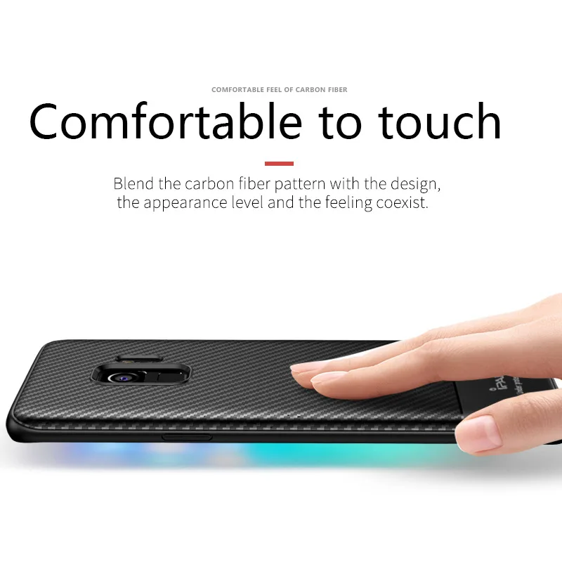 Чехол для Samsung S9 IPAKY S10 S10e Plus Гибридный Силиконовый чехол из углеродного волокна Note