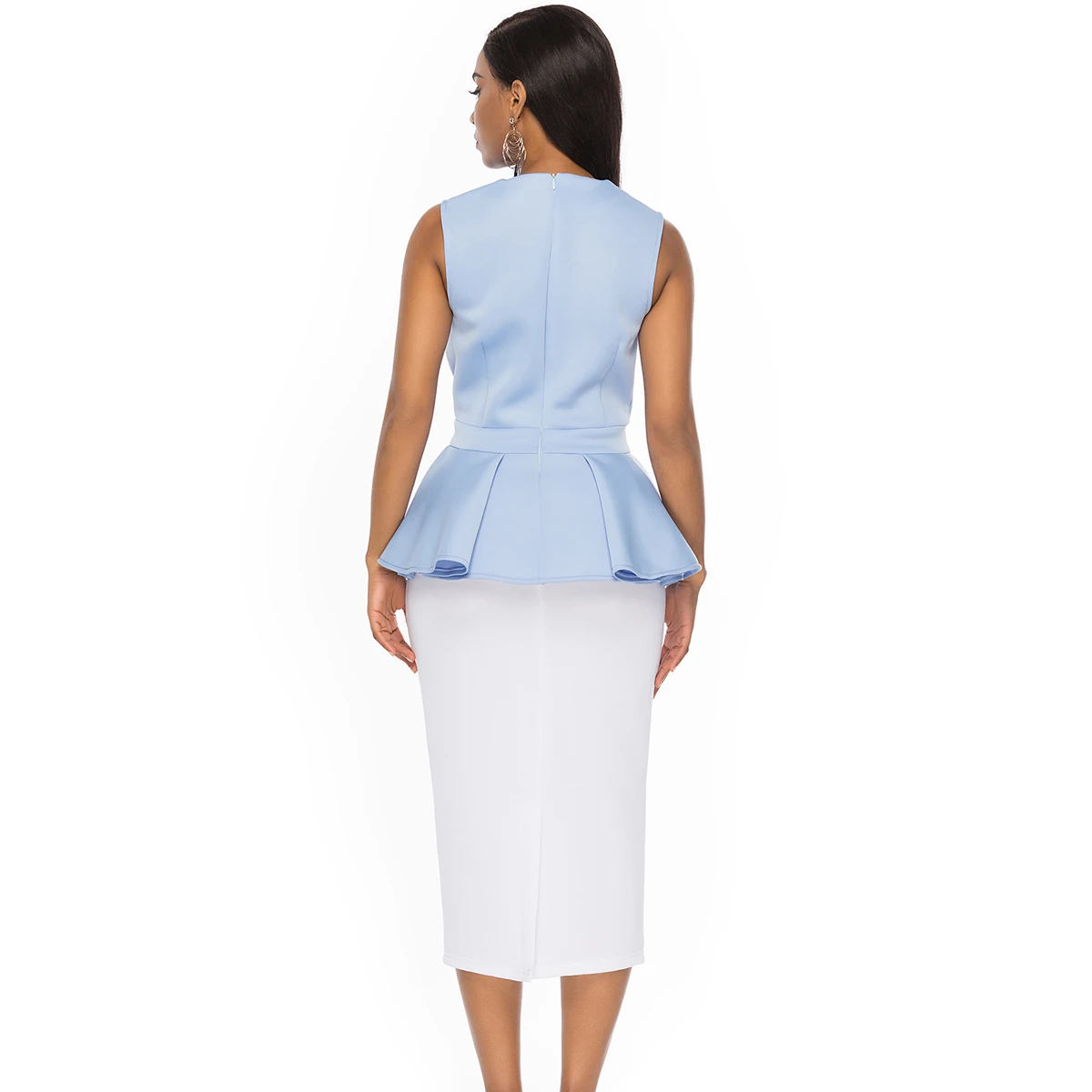 Женские комплекты из 2 предметов синие топы белые юбки костюмы летние